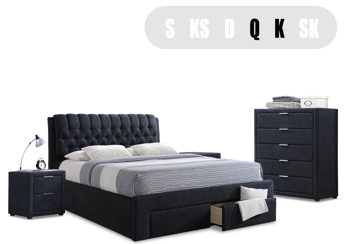 Dusk Bedroom Set (4 Piece) - Charcoal