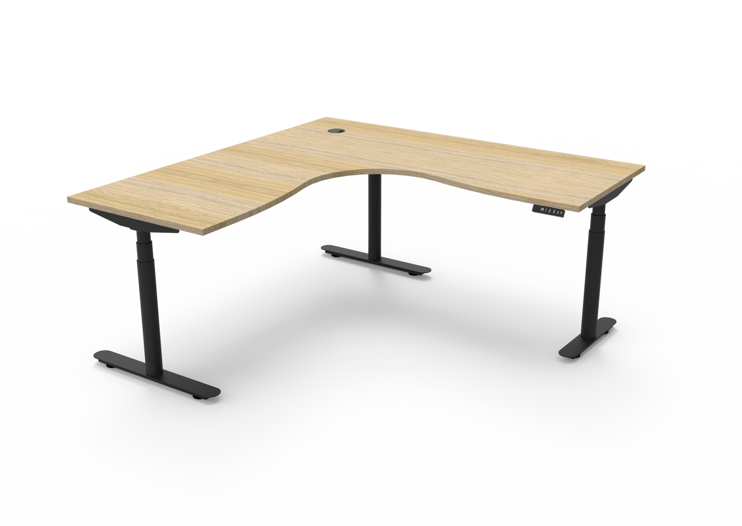 ErgoPro Sit Stand Corner Desk - Oak & Black