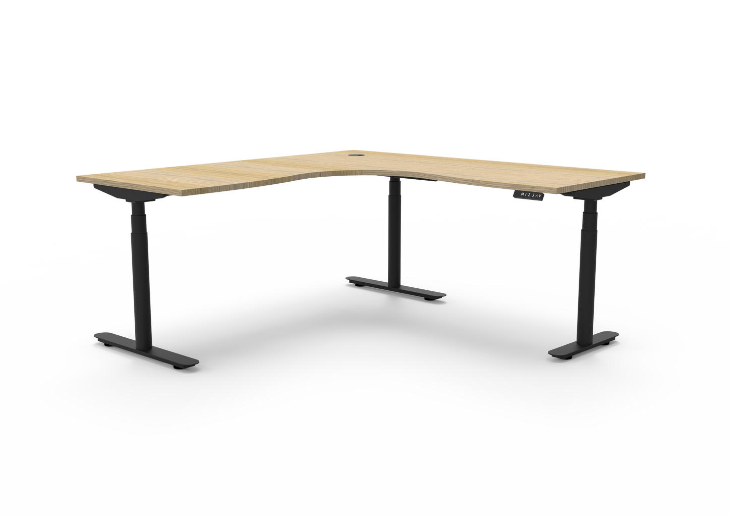 ErgoPro Sit Stand Corner Desk - Oak & Black