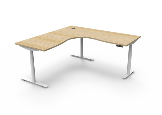 ErgoPro Sit Stand Corner Desk - Oak & White