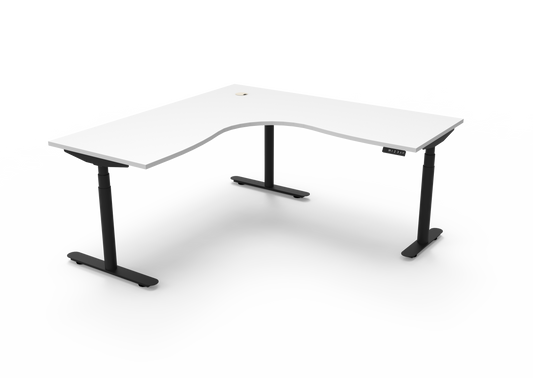 ErgoPro Sit Stand Corner Desk - White & Black