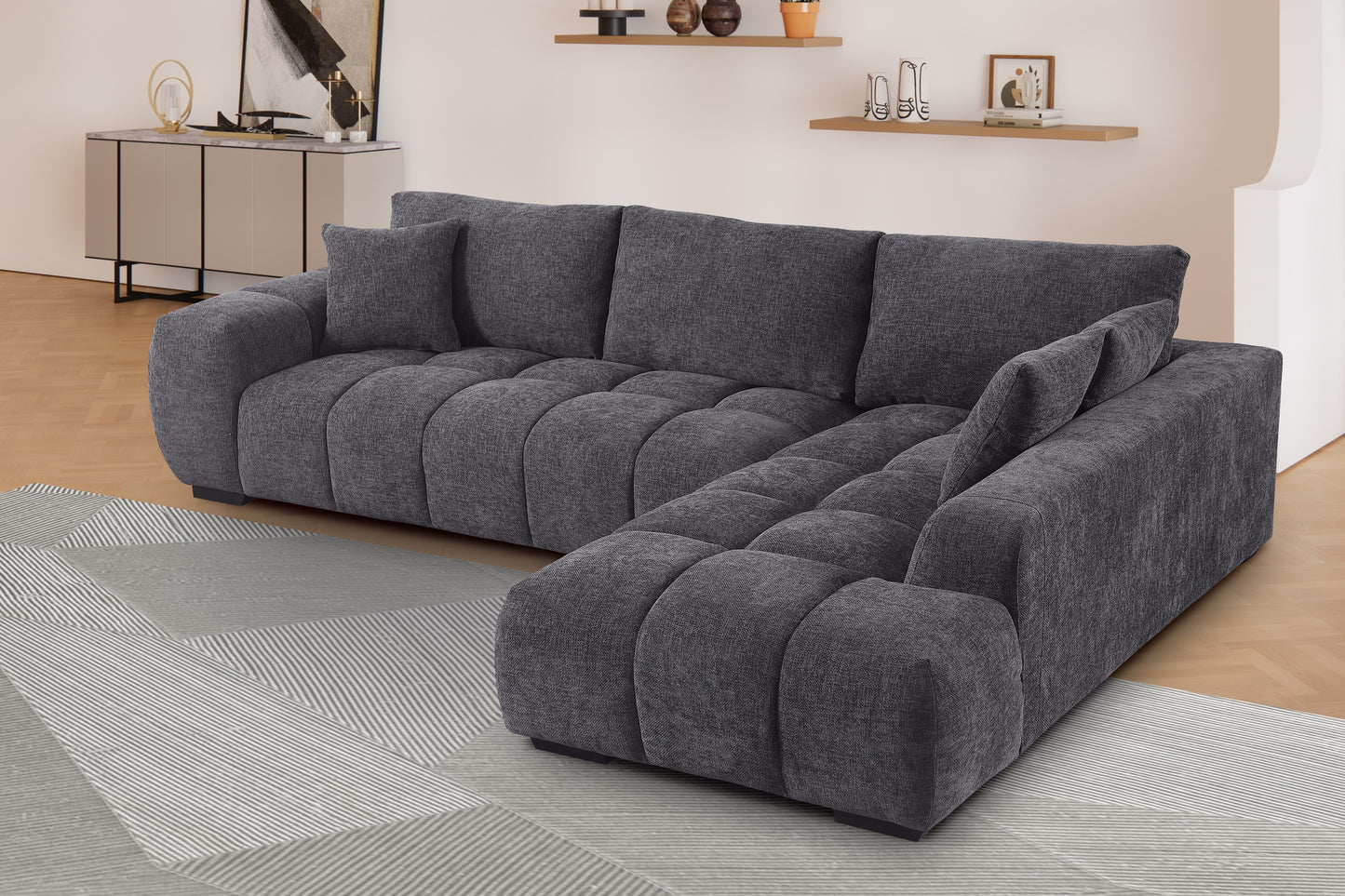 Glow Sofa with Chaise Charcoal
