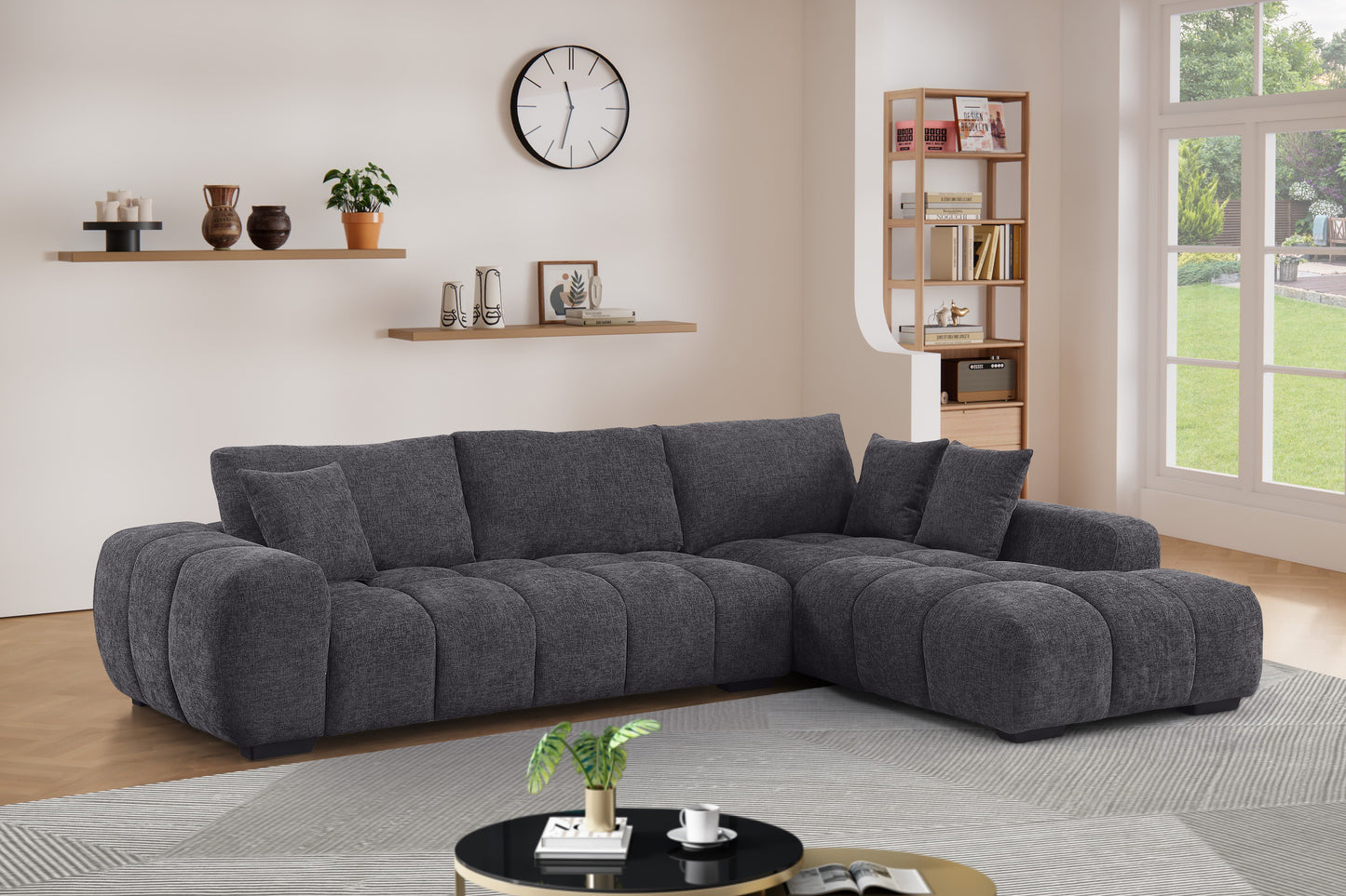 Glow Sofa with Chaise Charcoal