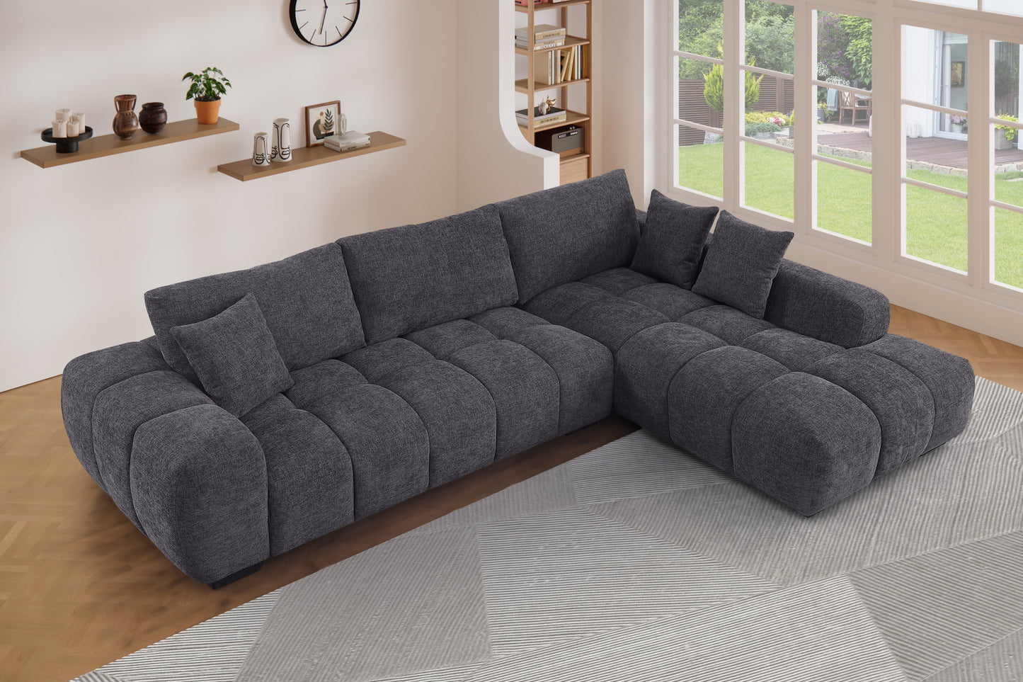 Glow Sofa with Chaise Charcoal