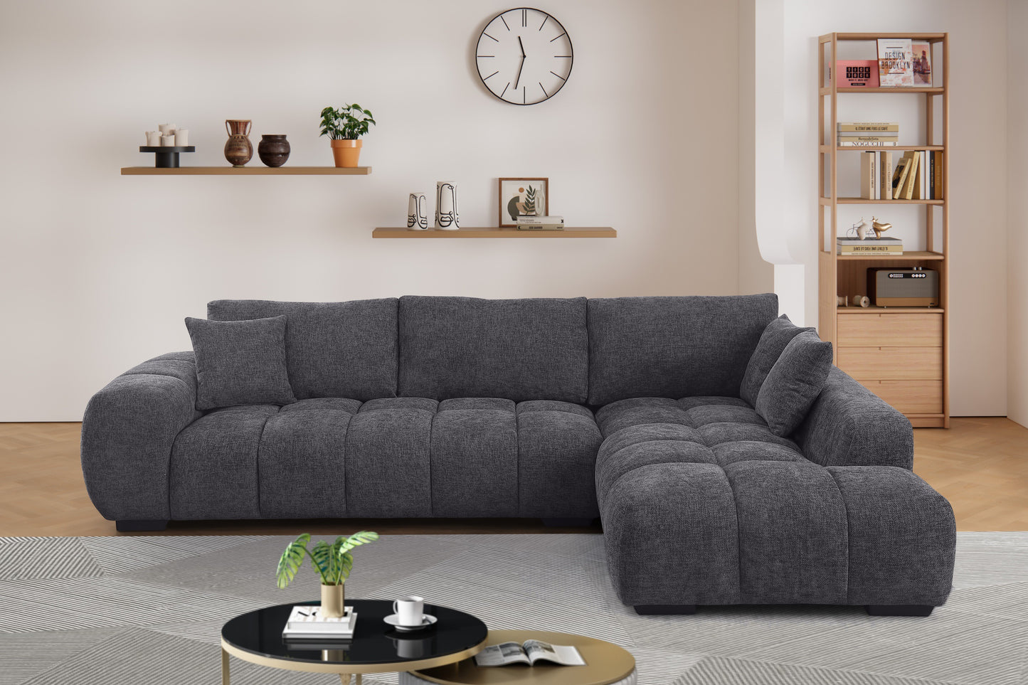 Glow Sofa with Chaise Charcoal