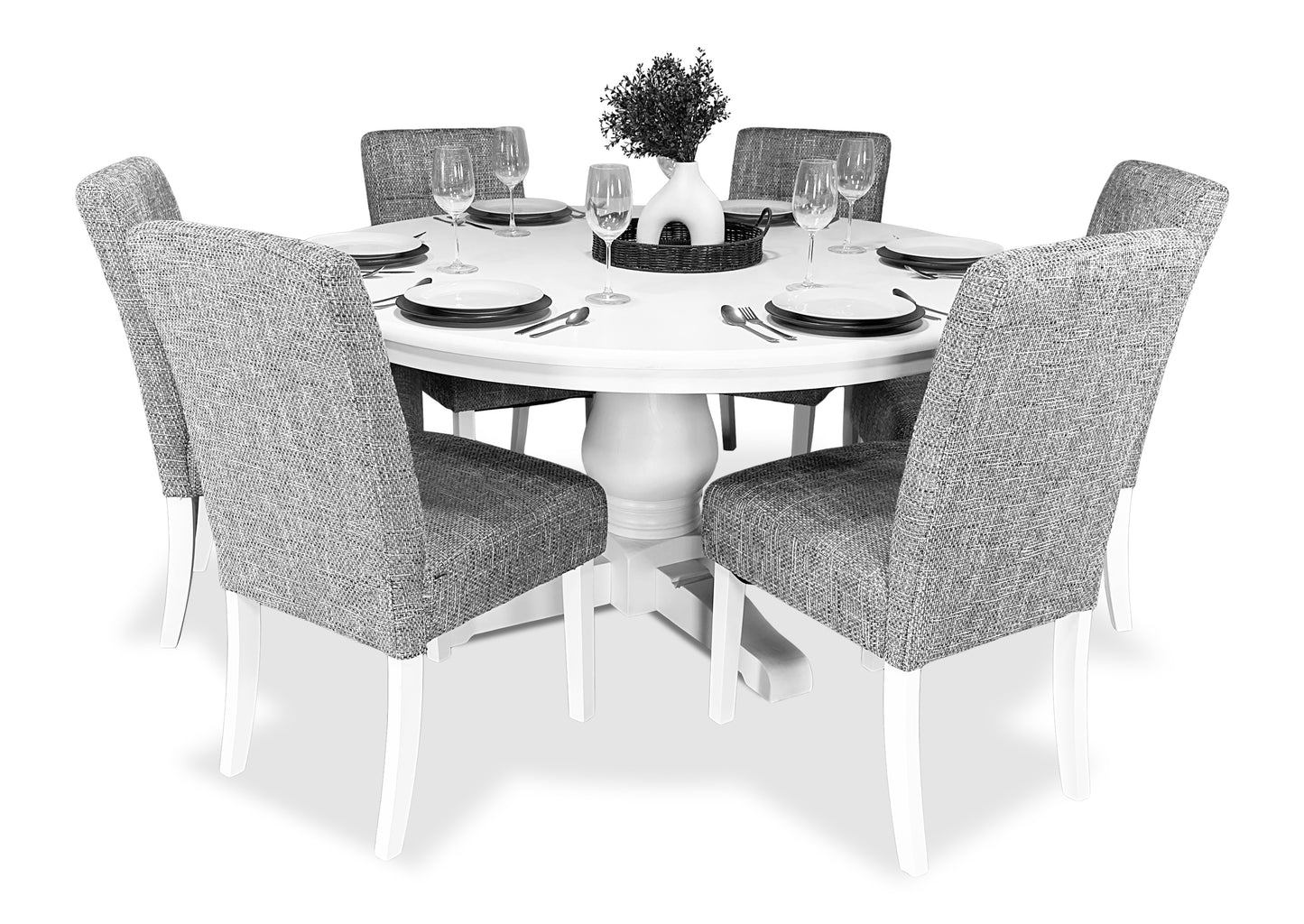 Parisienne White & Tweed Dining Suite (1500mm)