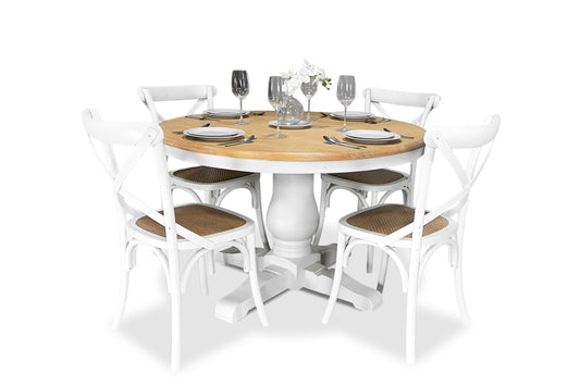 Parisienne White/Oak & Cross Back Dining Suite (1200mm)