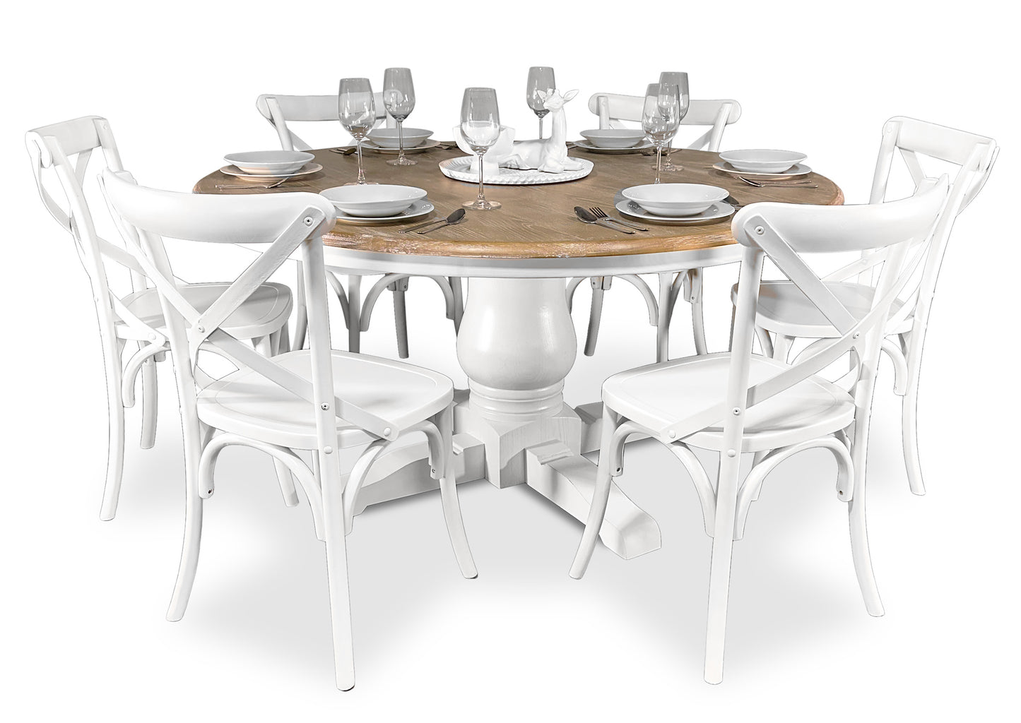 Parisienne White/Oak & Cross Back Dining Suite (1500mm)
