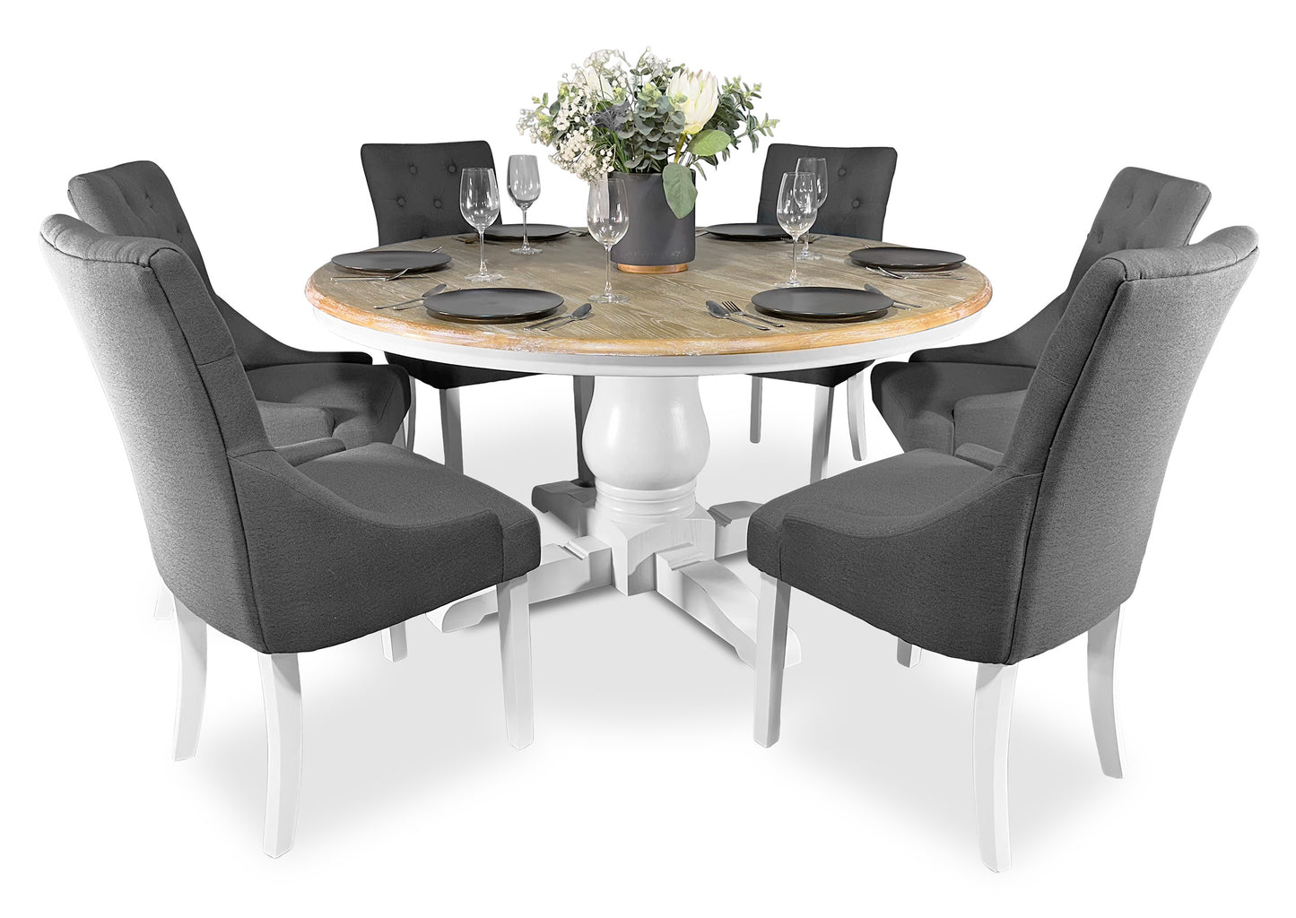 Scoop Back Chair - Dark Grey (White Legs)