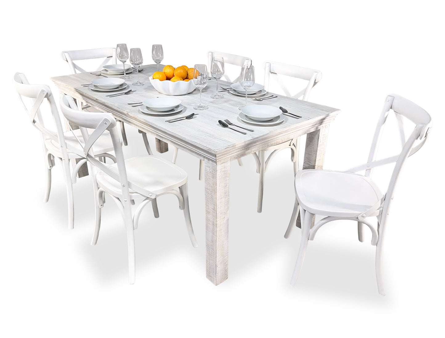 Cross Back Chair - White (Timber Seat)