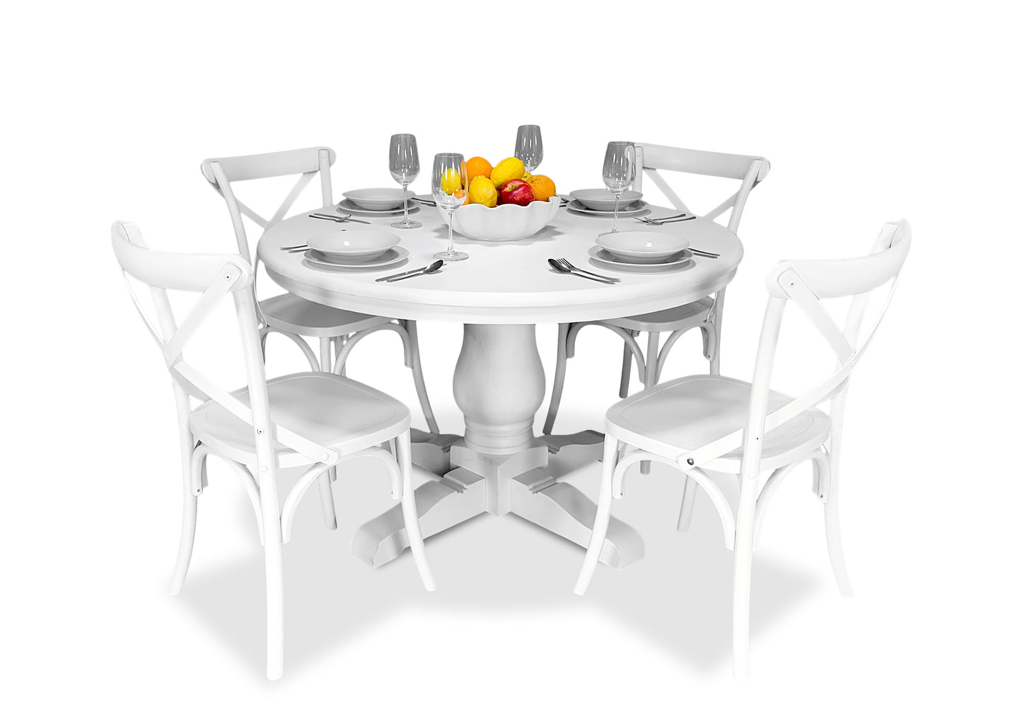 Cross Back Chair - White (Timber Seat)