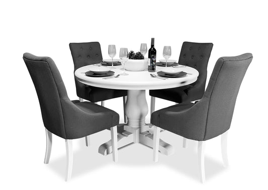 Parisienne White & Scoop Back Dining Suite (1200mm)