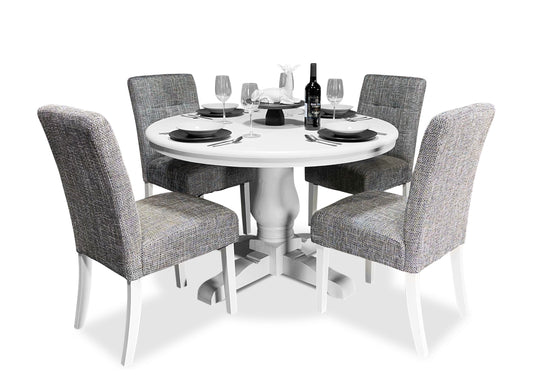 Parisienne White & Tweed Dining Suite (1200mm)