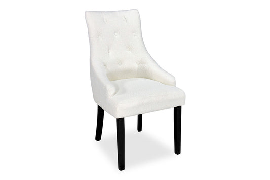 Scoop Back Chair - White Bouclé (Black Legs)