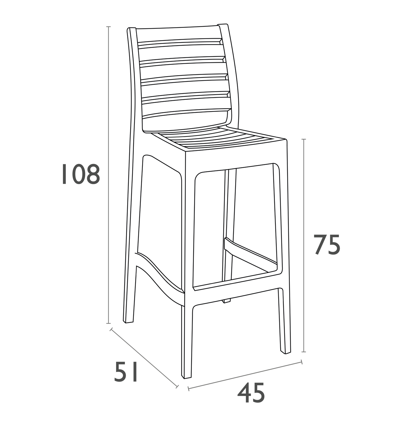 Noosa Outdoor Barstool - Black