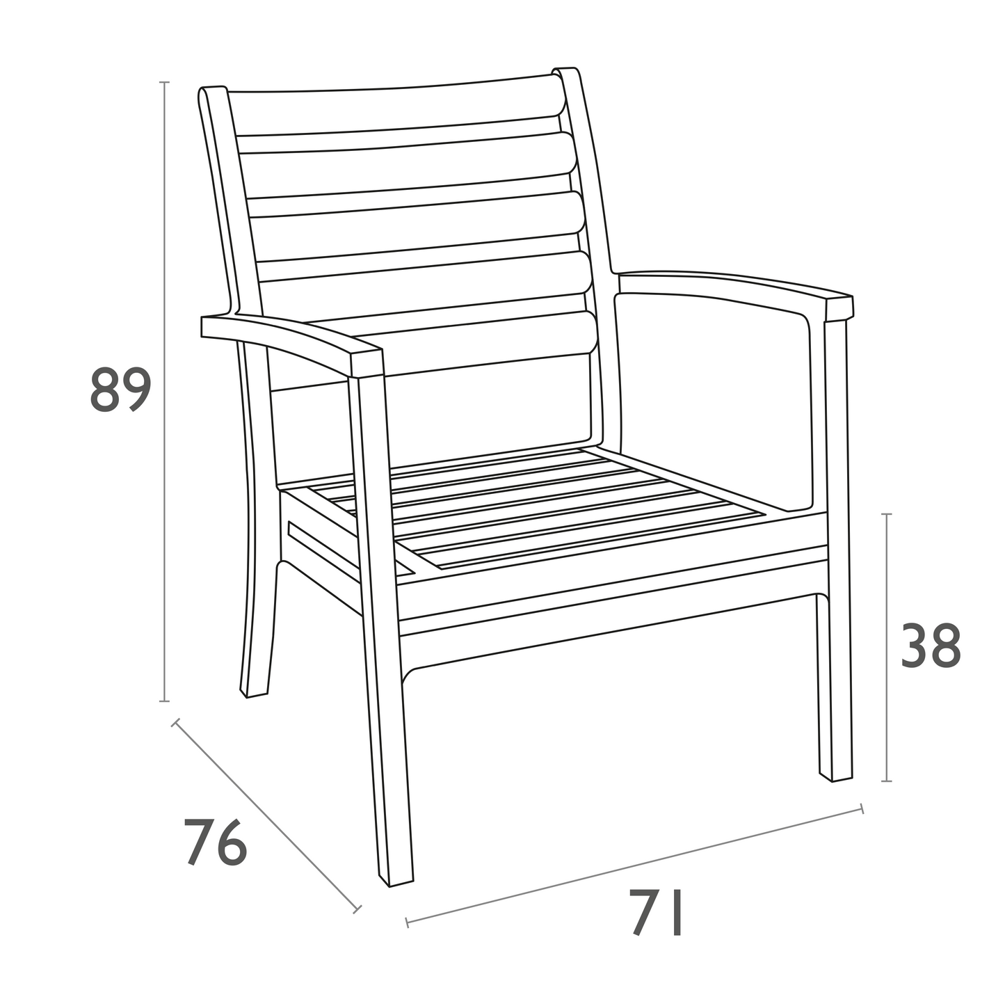 Noosa Outdoor Lounge Armchair - Black