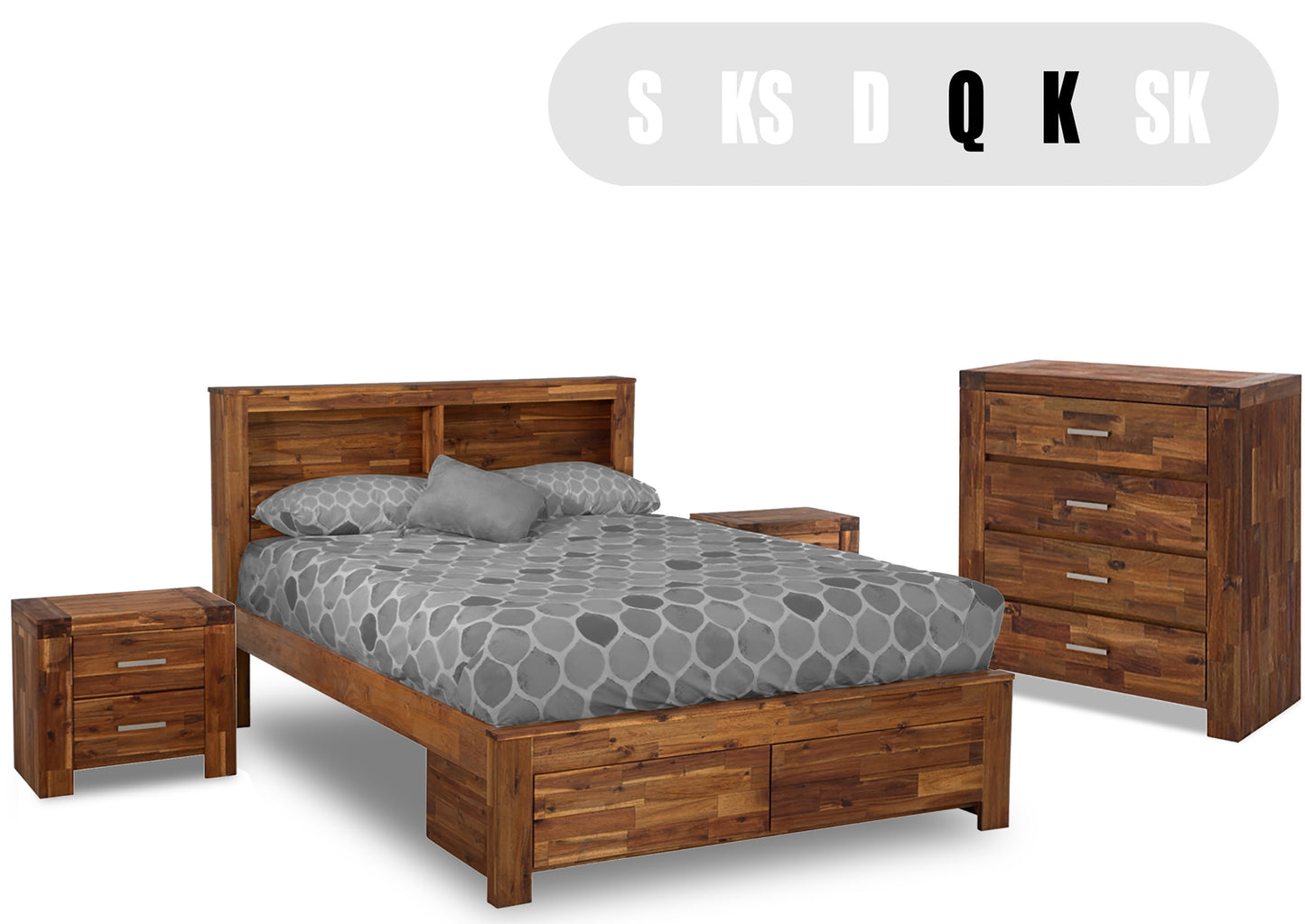 Safari Bookcase Bedroom Set (4 Piece)