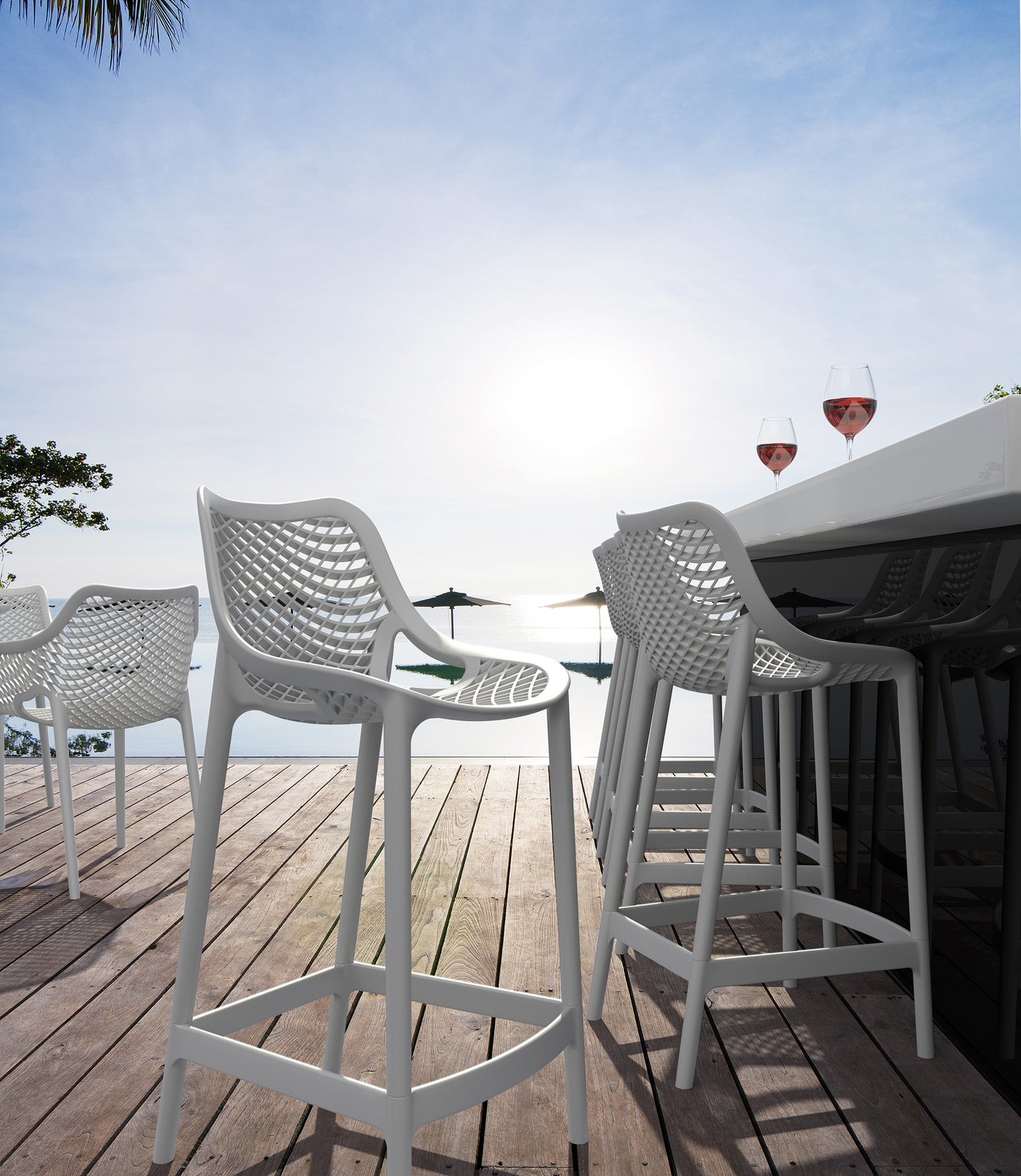 Tangalooma Outdoor Barstool - White
