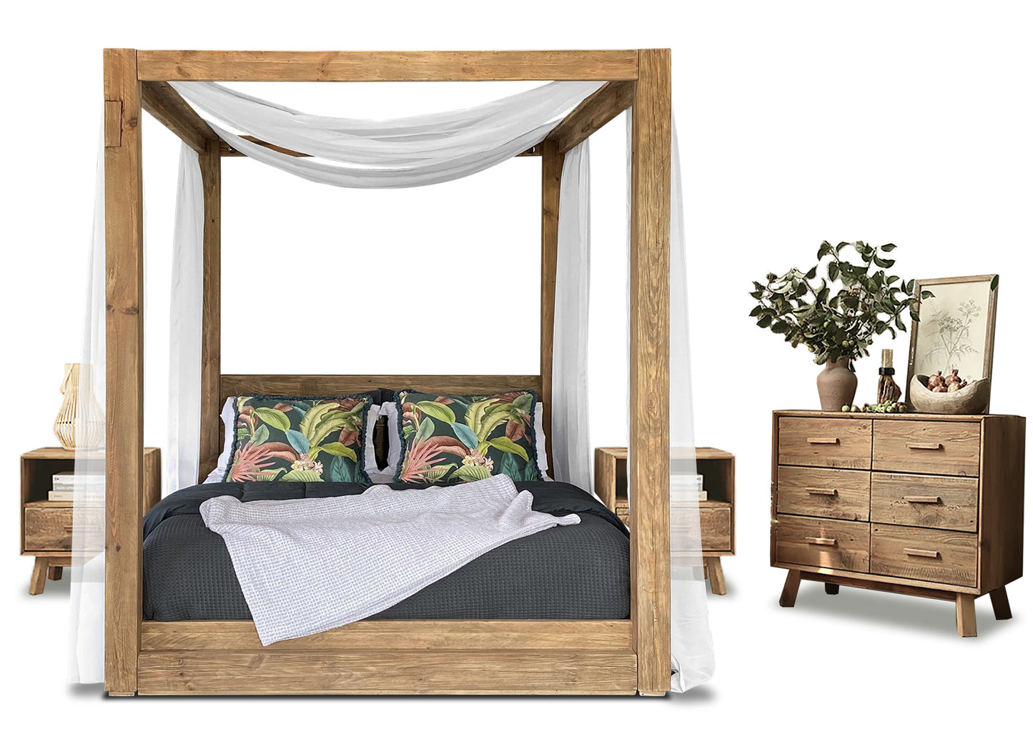 Plantation Bedroom Set - 4 Poster (4 Piece)