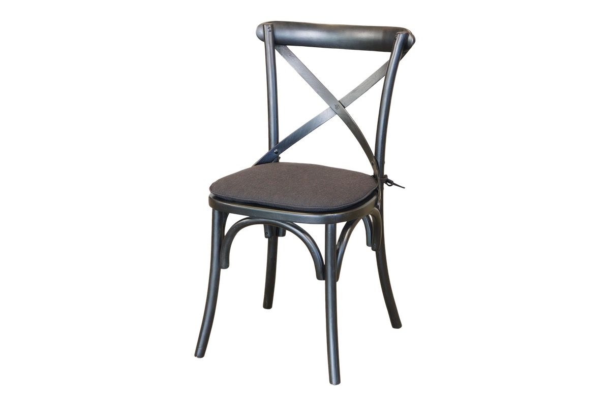 Cross Back Chair - Black (Rattan Seat)