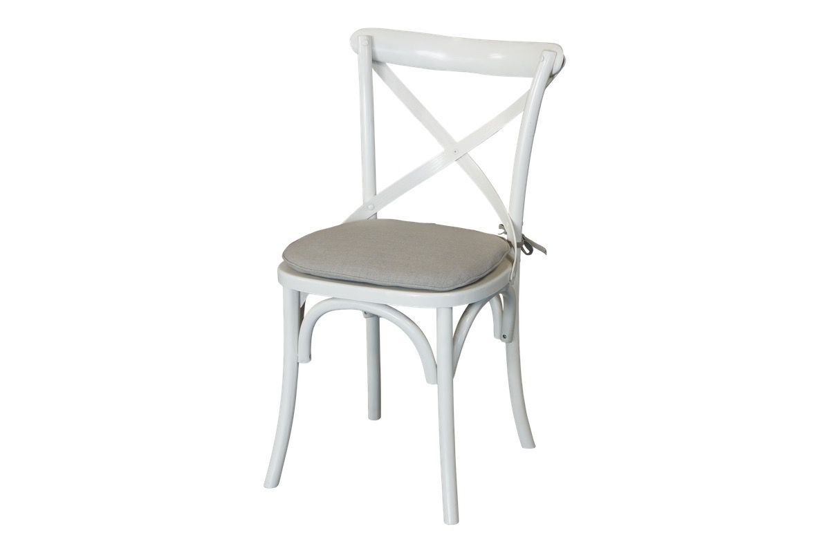 Cross Back Chair - White (Rattan Seat)