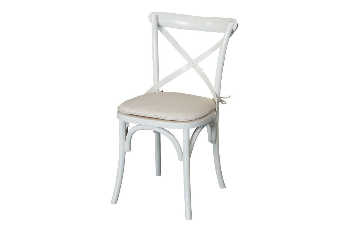 Cross Back Chair - White (Rattan Seat)