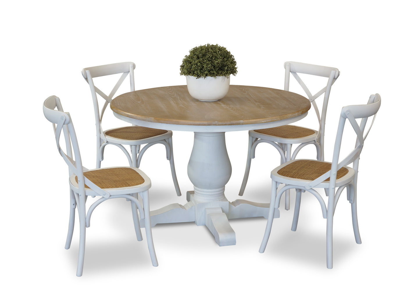 Parisienne White/Oak & Cross Back Dining Suite (1200mm)