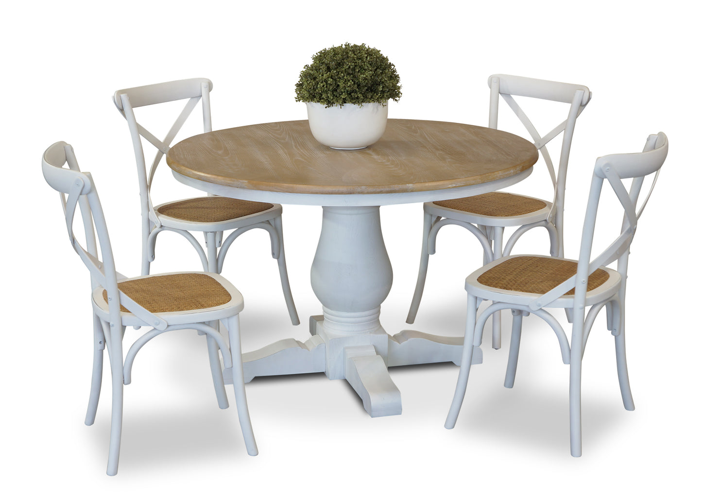 Cross Back Chair - White (Rattan Seat)