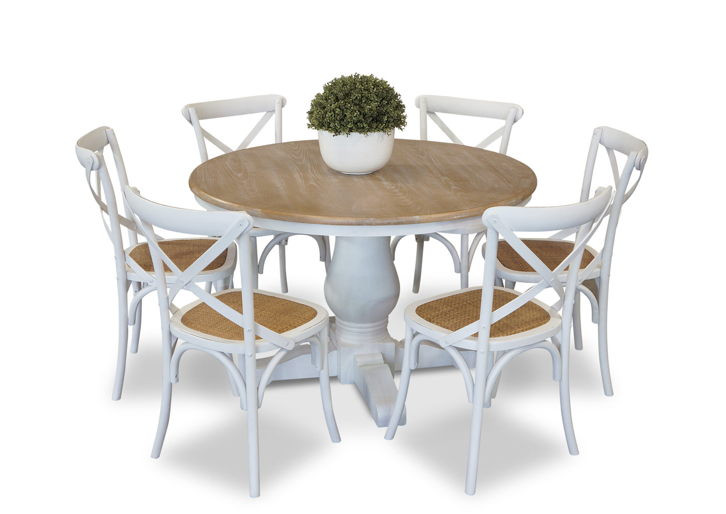 Parisienne White/Oak & Cross Back Dining Suite (1200mm)
