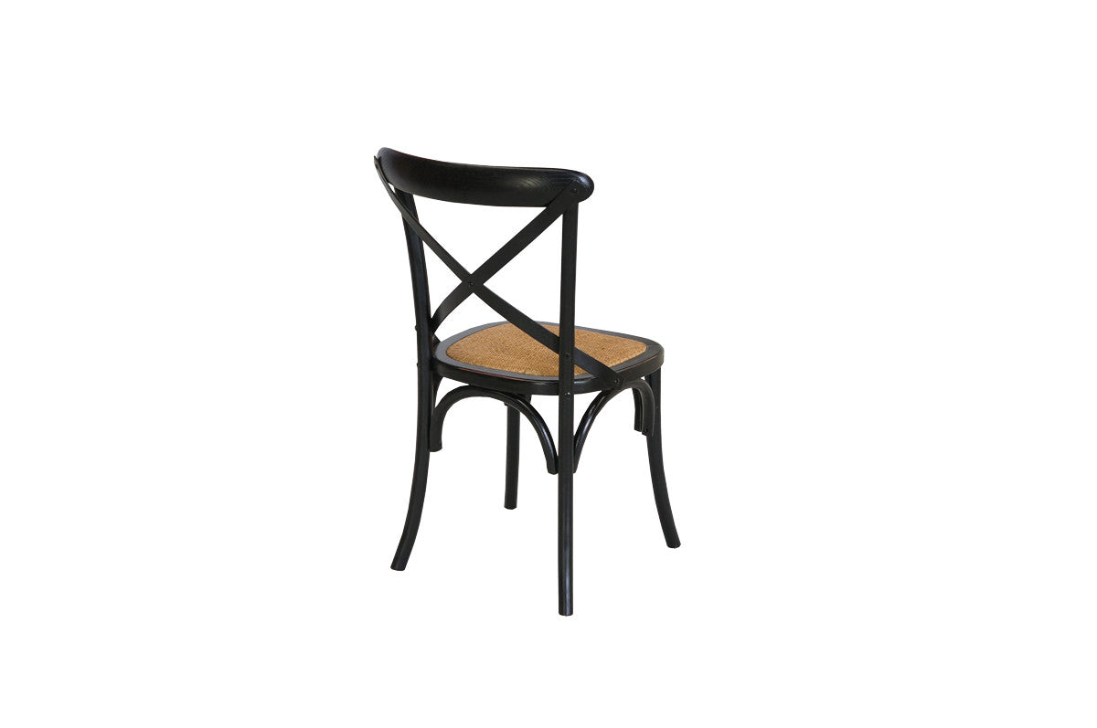 Cross Back Chair - Black (Rattan Seat)