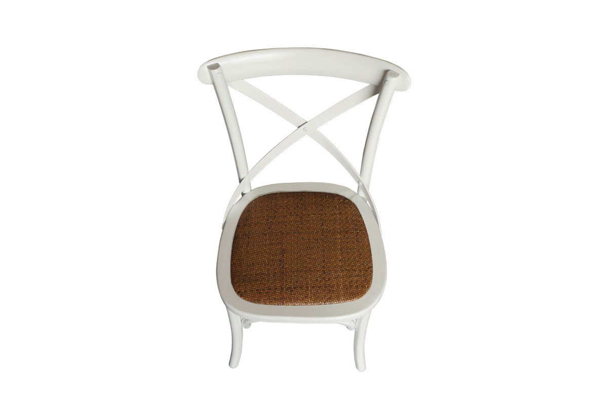 Cross Back Chair - White (Rattan Seat)