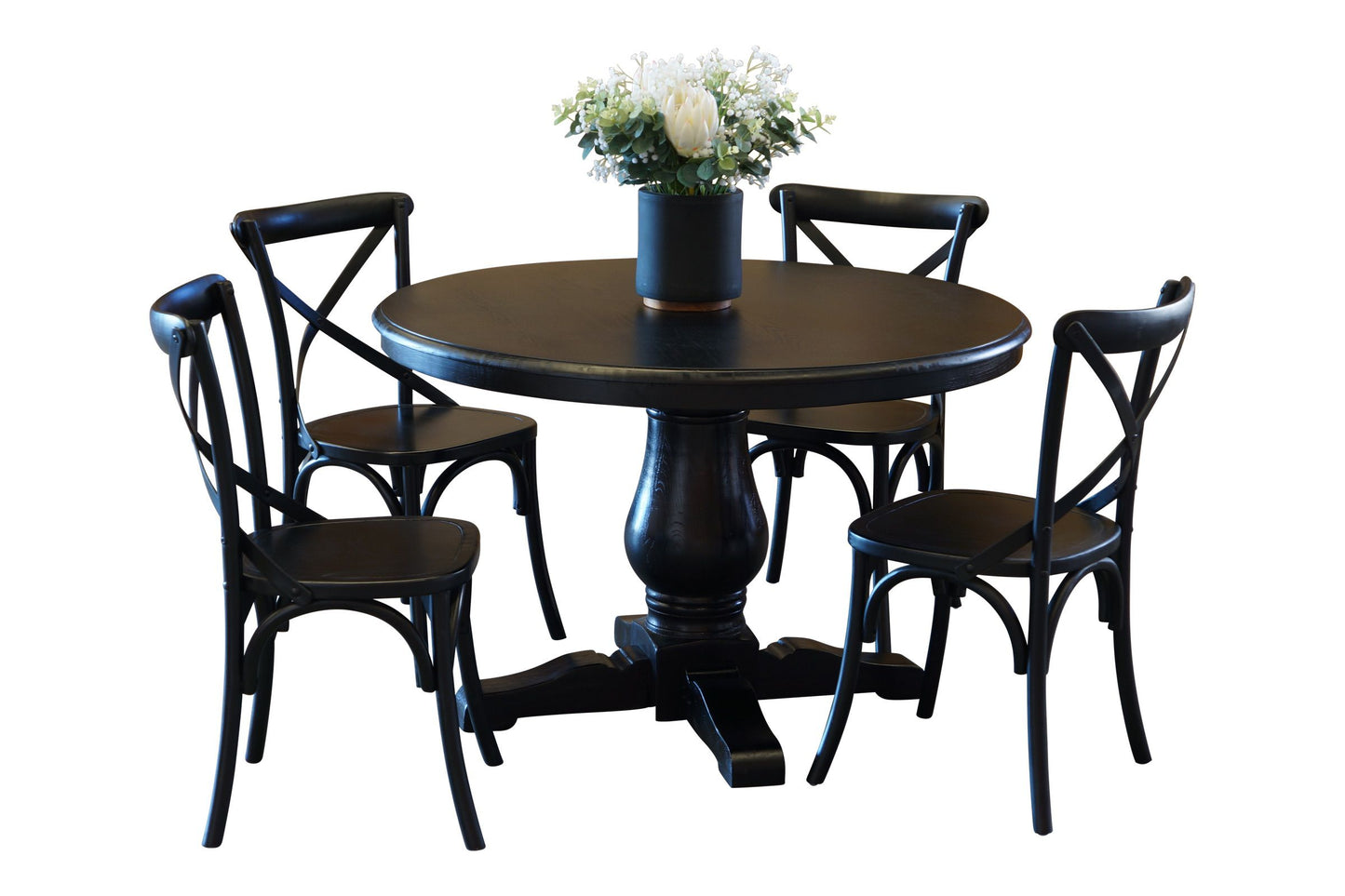 Parisienne Black & Cross Back Dining Suite (1200mm)