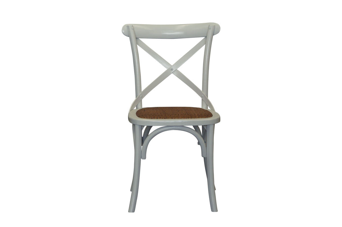 Cross Back Chair - White (Rattan Seat)