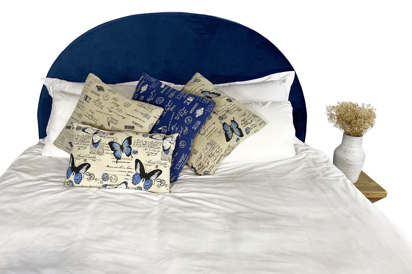 Arched Bedhead - Blue Velvet