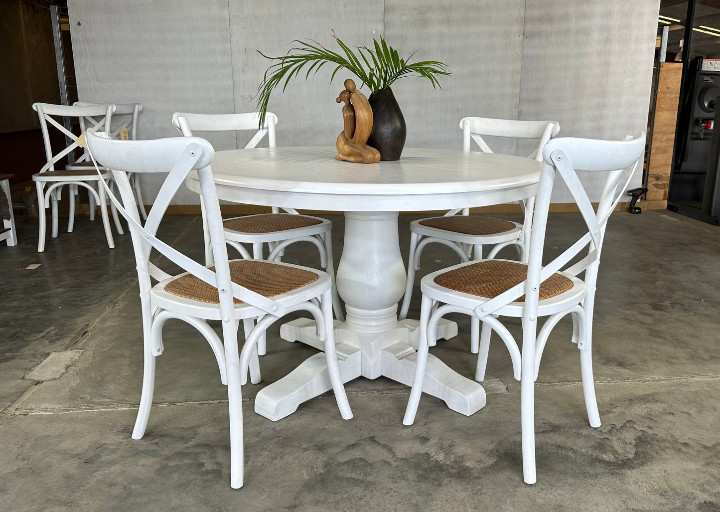 Parisienne White & Cross Back Dining Suite (1200mm)