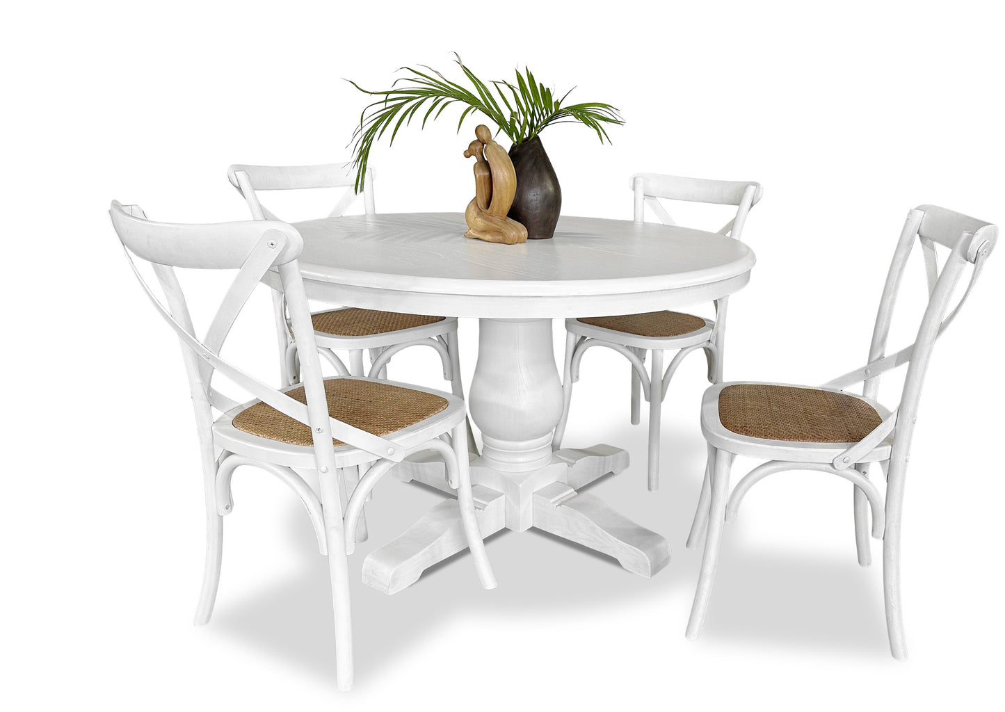 Cross Back Chair - White (Rattan Seat)