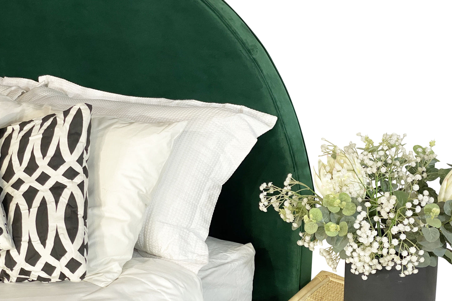 Arched Bedhead - Green Velvet