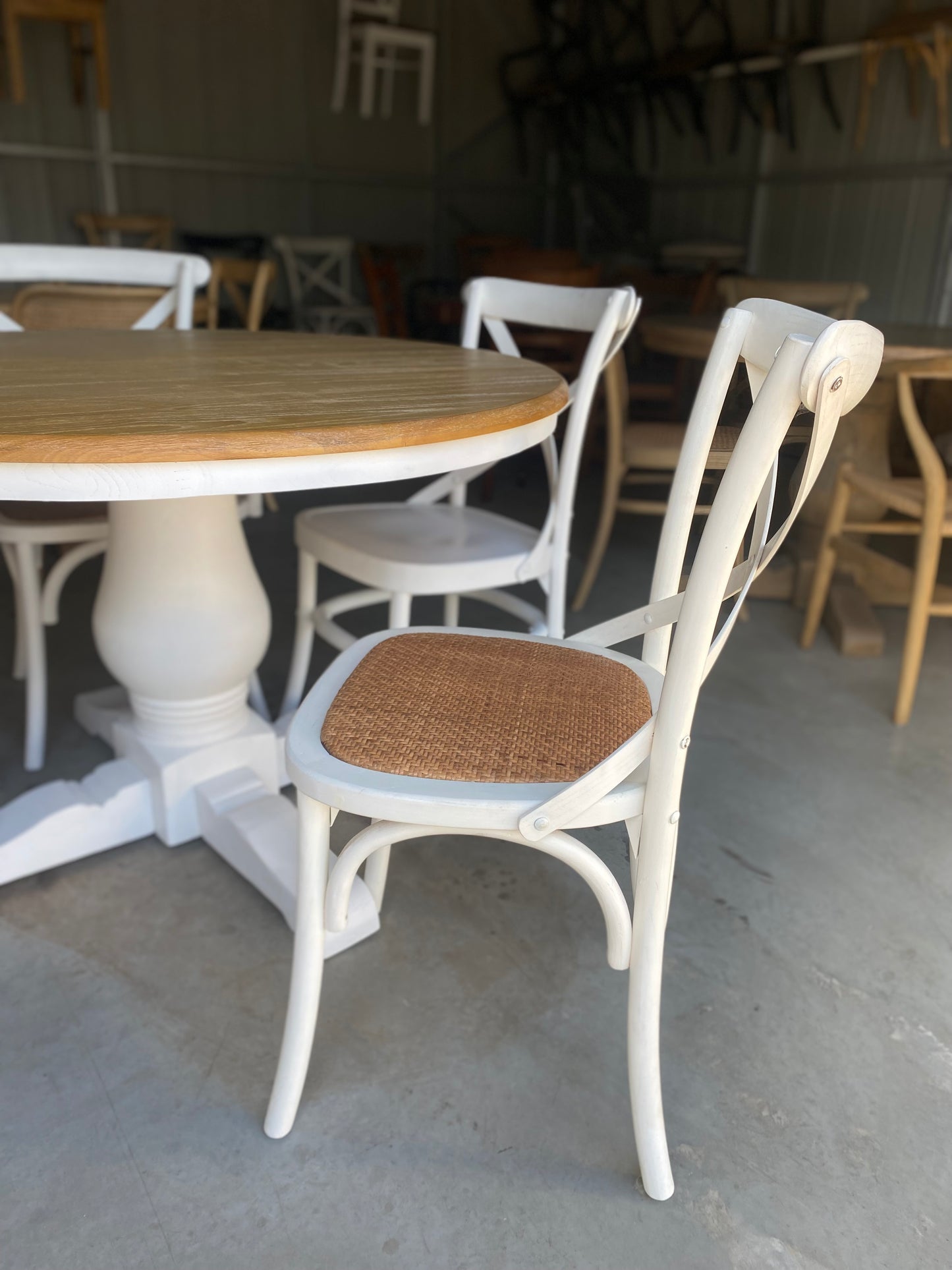 Cross Back Chair - White (Rattan Seat)