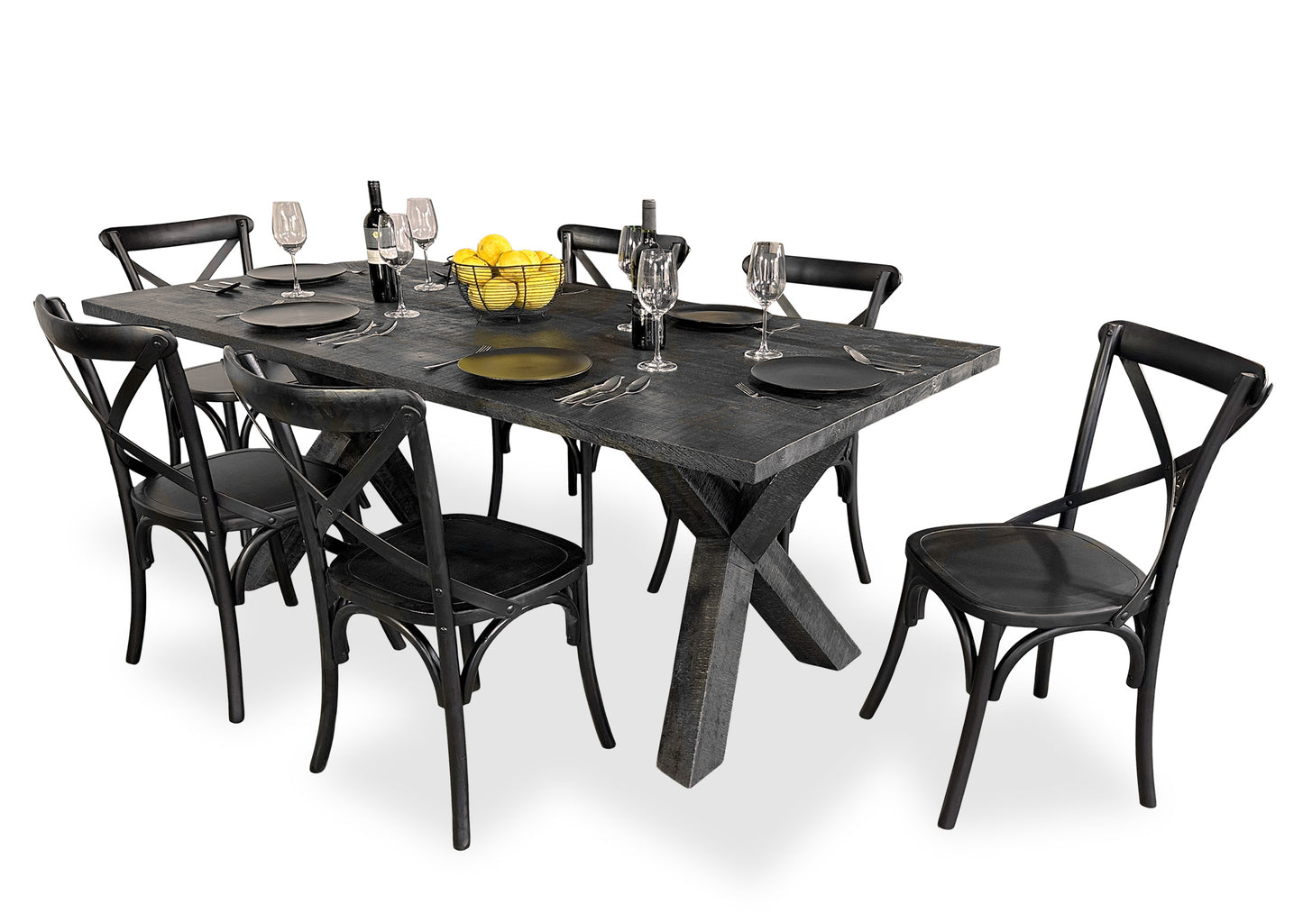 Ebony Bridge & Cross Back Dining Suite