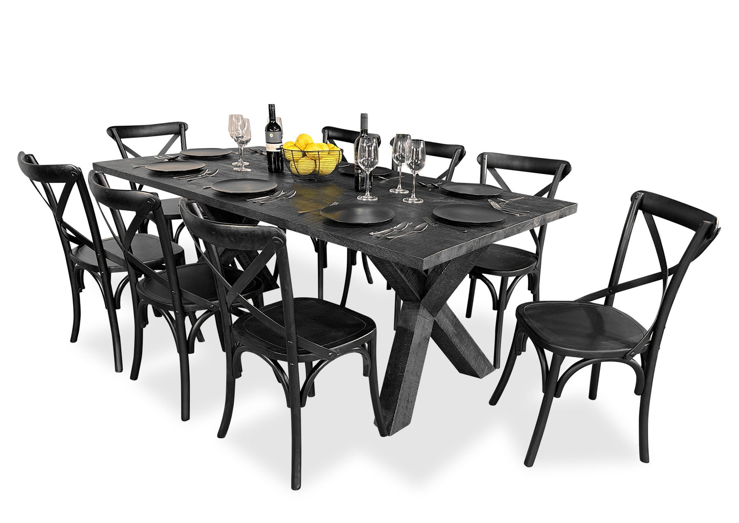 Ebony Bridge & Cross Back Dining Suite