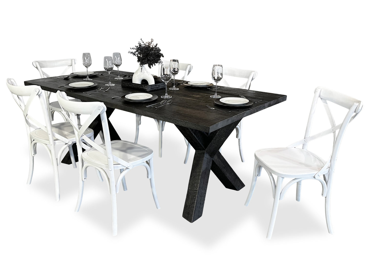 Ebony Bridge & Cross Back Dining Suite