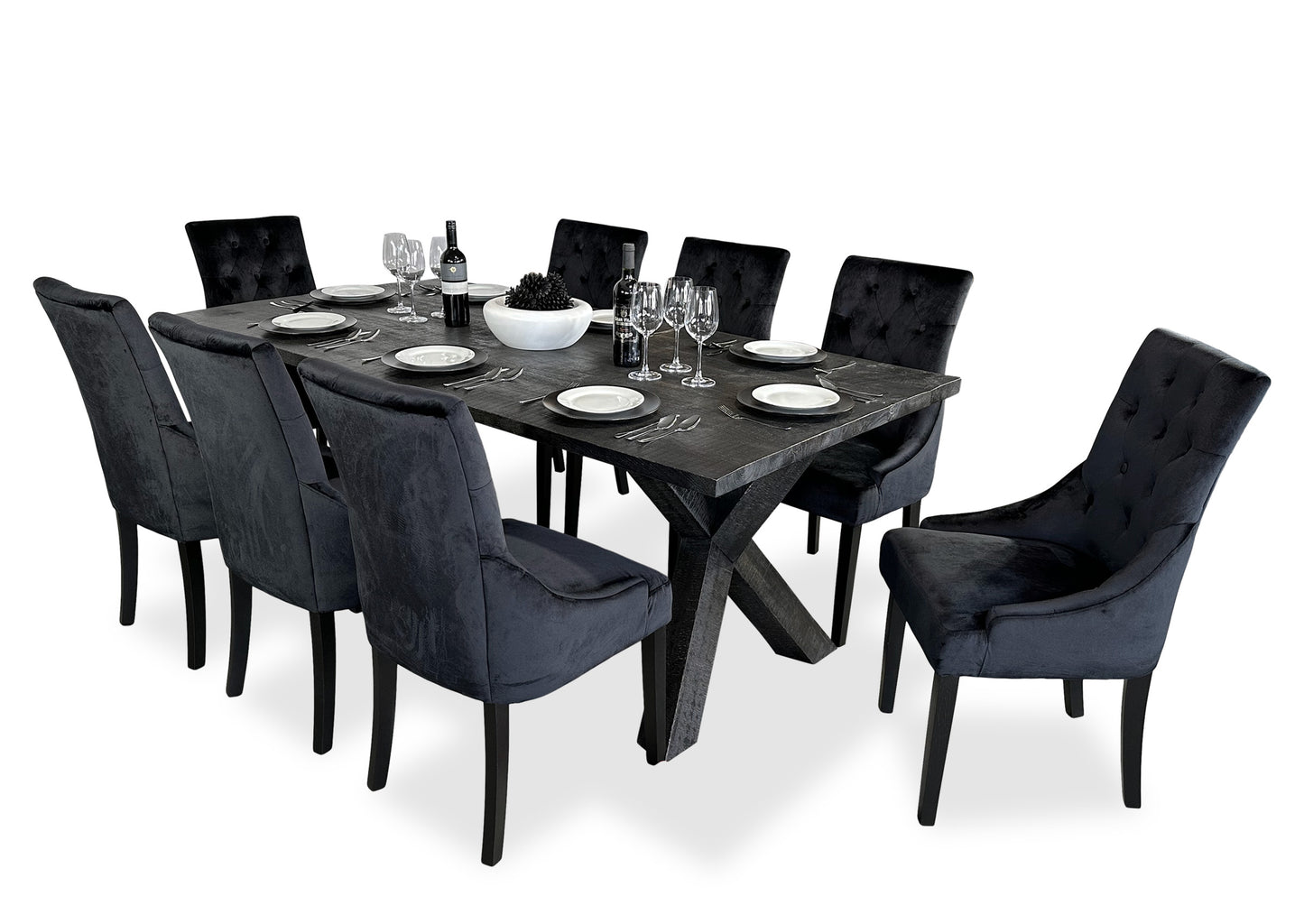 Ebony Bridge & Scoop Back Dining Suite