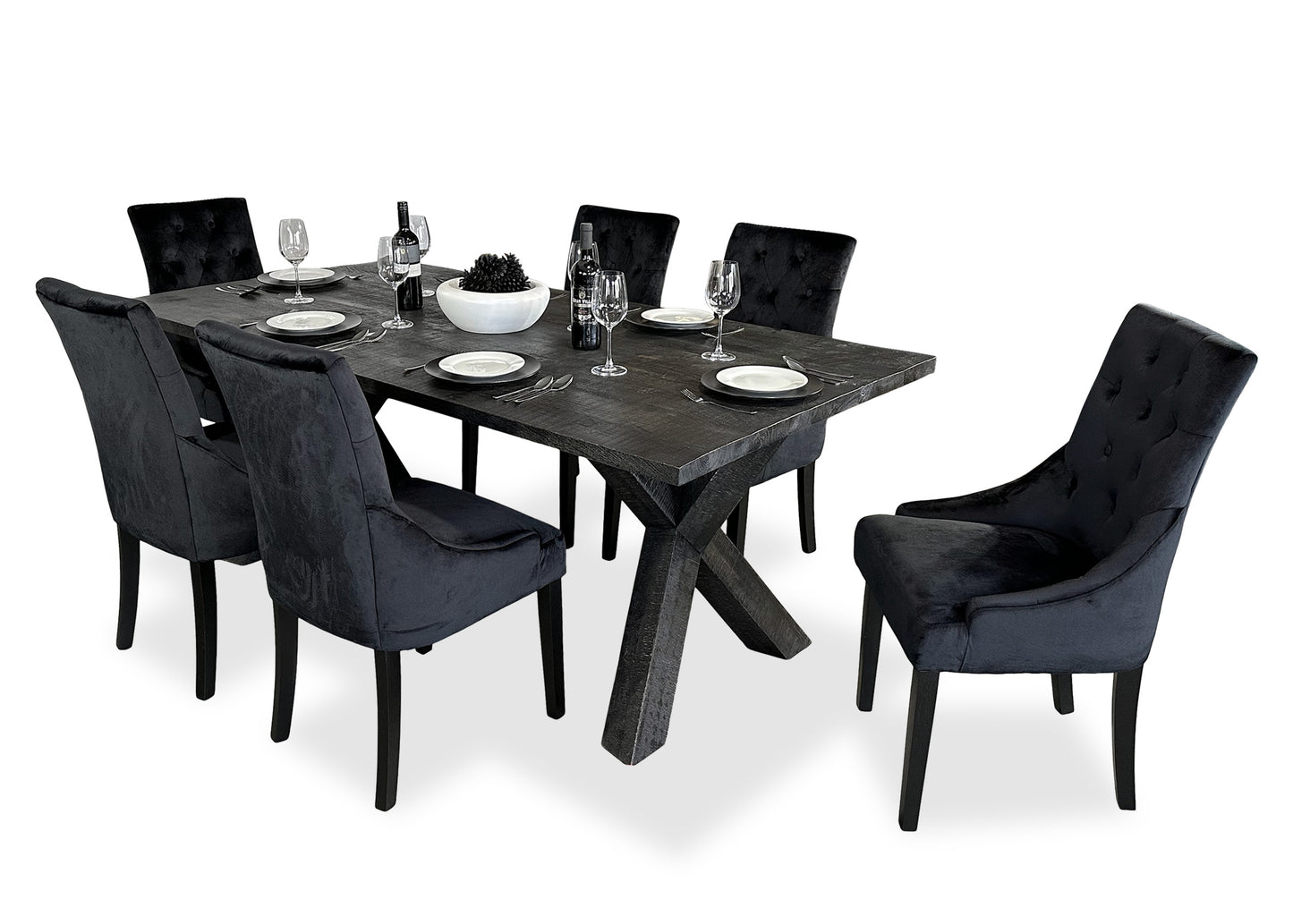 Ebony Bridge & Scoop Back Dining Suite