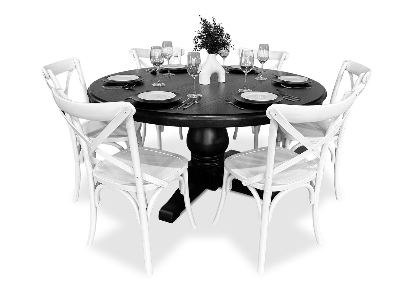 Cross Back Chair - White (Timber Seat)