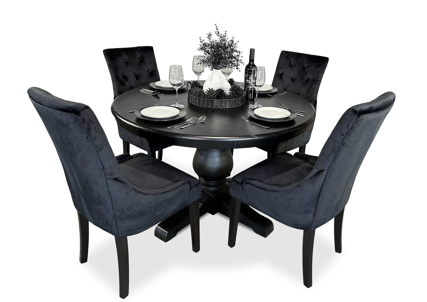Parisienne Black & Scoop Back Dining Suite (1200mm)