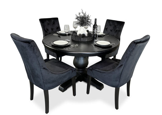 Parisienne Black & Scoop Back Dining Suite (1200mm)