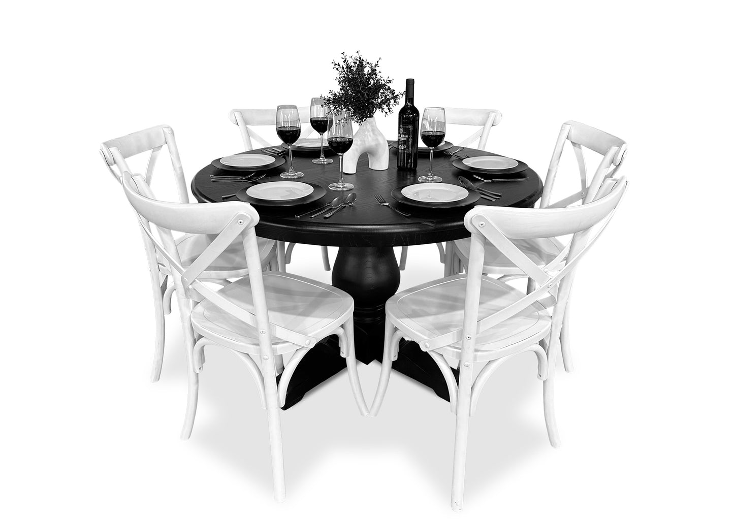 Parisienne Black & Cross Back Dining Suite (1200mm)