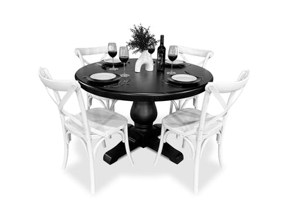 Parisienne Black & Cross Back Dining Suite (1200mm)