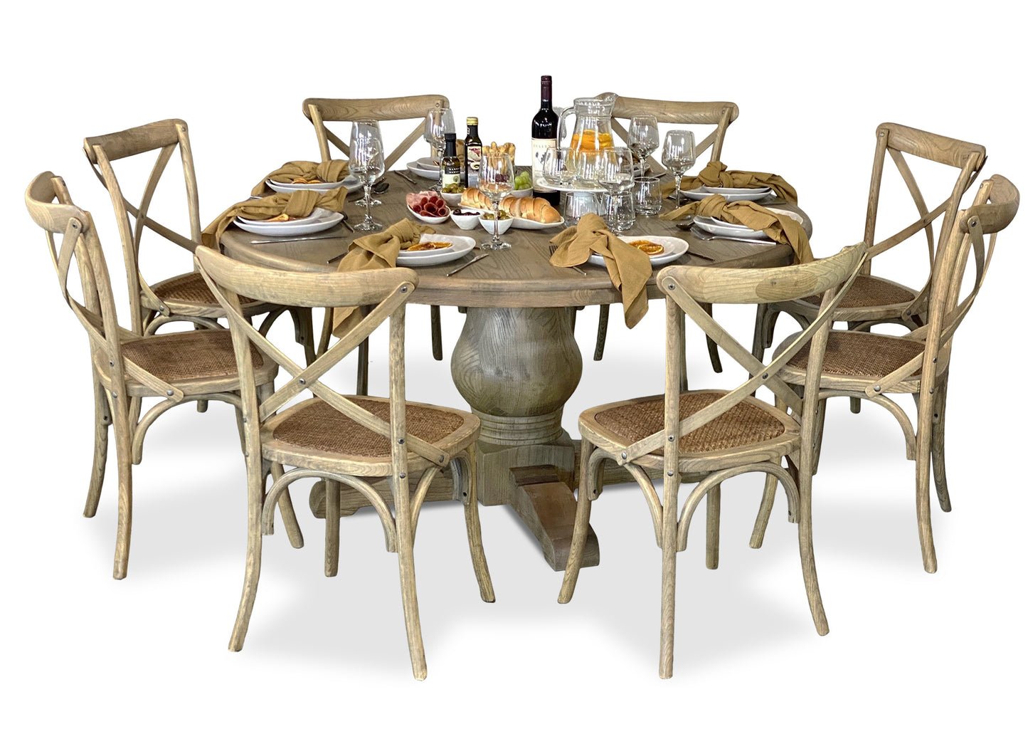 Parisienne Antique & Cross Back Dining Suite (1500mm)