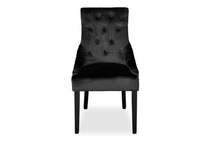 Black Scoop Back Chair - Black Velvet